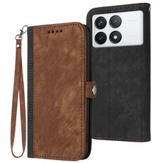 Per Xiaomi Redmi K70 Custodia per cellulare in pelle con fibbia laterale doppia piega (marrone)