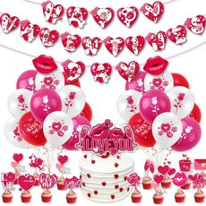 Set di decorazioni per feste di San Valentino 1 banner + 20 palloncini in lattice + 16 topper per torta