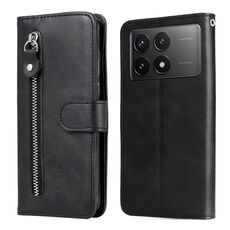 Per Xiaomi Redmi K70 / K70 Pro Custodia per cellulare in pelle con cerniera alla moda con texture di vitello (nera)
