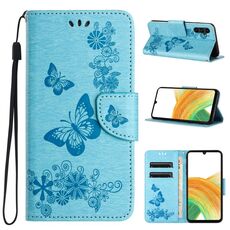 Per Samsung Galaxy S24+ 5G Custodia per cellulare in pelle con chiusura a farfalla in rilievo (blu)