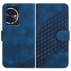 Custodia in pelle per telefono con stampa testa di elefante in rilievo per Honor 100 YX0060 con cordino (blu reale)