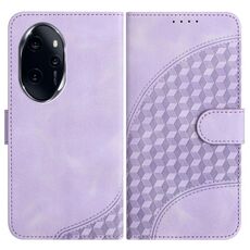 Per Honor 100 Pro YX0060 Custodia in pelle per telefono con testa di elefante in rilievo con cordino (viola chiaro)