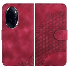 Per Honor 100 Pro YX0060 Custodia in pelle per telefono con testa di elefante in rilievo con cordino (rosa rossa)