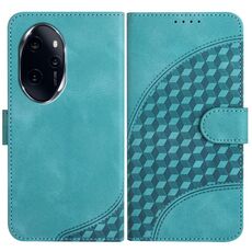 Per Honor 100 Pro YX0060 Custodia in pelle per telefono con testa di elefante in rilievo con cordino (azzurro)