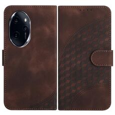 Per Honor 100 Pro YX0060 Custodia in pelle per telefono con testa di elefante in rilievo con cordino (caffè)
