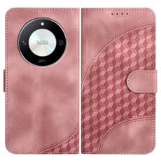 Custodia in pelle per telefono con stampa testa di elefante in rilievo per Honor X50 / X9b YX0060 con cordino (rosa)