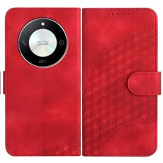 Custodia in pelle per telefono con stampa testa di elefante in rilievo per Honor X50 / X9b YX0060 con cordino (rosso)