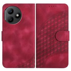 Custodia in pelle per telefono con stampa testa di elefante in rilievo per Honor X50i+ YX0060 con cordino (rosa rossa)