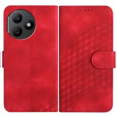 Custodia in pelle per telefono con stampa testa di elefante in rilievo per Honor X50i+ YX0060 con cordino (rosso)