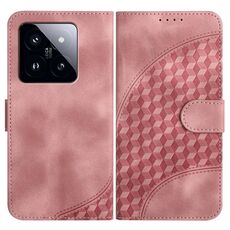 Per Xiaomi 14 Pro YX0060 Custodia in pelle per telefono con testa di elefante in rilievo con cordino (rosa)