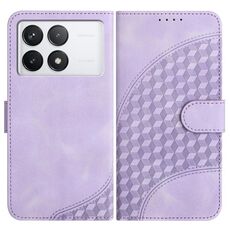 Per Xiaomi Redmi K70 YX0060 Custodia in pelle per telefono con testa di elefante in rilievo con cordino (viola chiaro)