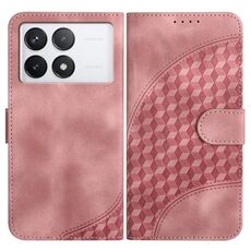 Per Xiaomi Redmi K70 YX0060 Custodia in pelle per telefono con testa di elefante in rilievo con cordino (rosa)