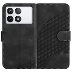 Per Xiaomi Redmi K70E YX0060 Custodia in pelle per telefono con testa di elefante in rilievo con cordino (nero)