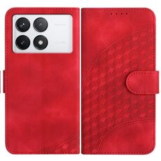 Per Xiaomi Redmi K70E YX0060 Custodia in pelle per telefono con testa di elefante in rilievo con cordino (rosso)