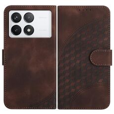 Per Xiaomi Redmi K70E YX0060 Custodia in pelle per telefono con testa di elefante in rilievo con cordino (caffè)