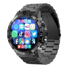 4G+128G 1,6 pollici IP67 impermeabile 4G Android 8.1 Smart Watch supporto frequenza cardiaca/GPS, tipo: cinturino in acciaio