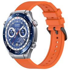 Per Huawei Watch Ultimate 22 mm cinturino in silicone strutturato in tinta unita (arancione)