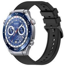 Per Huawei Watch Ultimate 22 mm cinturino in silicone strutturato in tinta unita (nero)