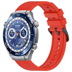 Per Huawei Watch Ultimate 22 mm cinturino in silicone strutturato in tinta unita (rosso)