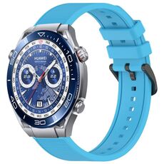 Per Huawei Watch Ultimate 22 mm cinturino in silicone strutturato in tinta unita (blu cielo)