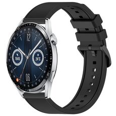 Per Huawei Watch GT3 46mm 22mm cinturino in silicone strutturato in tinta unita (nero)