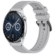Per Huawei Watch GT3 46mm 22mm cinturino in silicone strutturato in tinta unita (grigio)