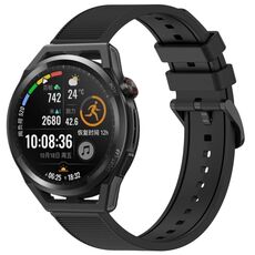 Per Huawei Watch GT Runner cinturino in silicone strutturato in tinta unita da 22 mm (nero)