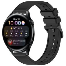 Per Huawei Watch 3 cinturino in silicone strutturato in tinta unita da 22 mm (nero)