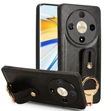Custodia per telefono posteriore in pelle con cinturino per Honor X9b/Magic6 Lite 5G (nera)