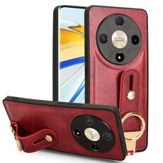 Custodia per telefono posteriore in pelle con cinturino per Honor X9b/Magic6 Lite 5G (rossa)