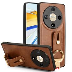 Custodia per telefono posteriore in pelle con cinturino per Honor X9b/Magic6 Lite 5G (marrone)