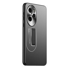 Per Honor 100 Pro Custodia per telefono con supporto in TPU ibrido in metallo satinato (nero)