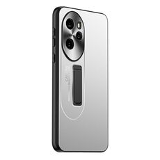 Custodia per telefono con supporto in TPU ibrido in metallo satinato per Honor 100 Pro (argento)