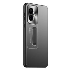Per Honor 100 Custodia per telefono con supporto in TPU ibrido in metallo satinato (nero)
