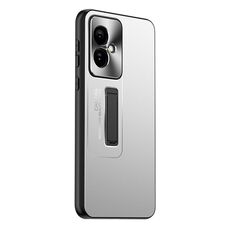 Custodia per telefono con supporto in TPU ibrido in metallo satinato per Honor 100 (argento)