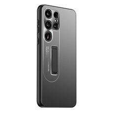 Custodia per telefono con supporto in TPU ibrido in metallo satinato per Samsung Galaxy S24 Ultra 5G (nero)