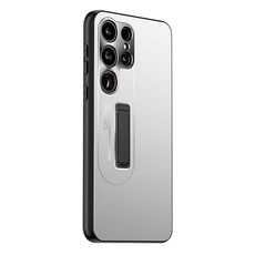 Custodia per telefono con supporto in TPU ibrido in metallo satinato per Samsung Galaxy S24 Ultra 5G (argento)