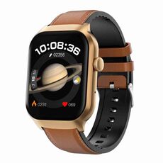 Cinturino in pelle da 2,01 pollici Chiamata Bluetooth Smart Watch Supporto Monitoraggio della frequenza cardiaca / Zucchero nel sangue non invasivo(Marrone)