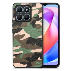 Custodia per telefono posteriore in pelle mimetica retrò per Honor X6a (verde)