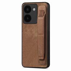 Custodia per telefono posteriore in pelle con supporto per cinturino retrò per vivo Y78 (marrone)