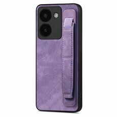 Custodia per telefono posteriore in pelle con supporto per cinturino retrò per vivo Y78 (viola)