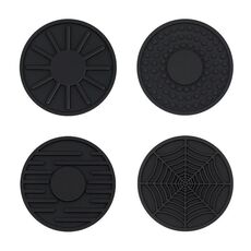 4 pezzi/set 6,8x0,3 cm per auto, sottobicchiere in silicone antiscivolo per interni, colore: nero