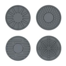 4 pezzi/set 6,8x0,3 cm per auto, sottobicchiere in silicone antiscivolo per interni, colore: grigio