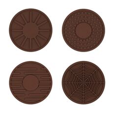 4 pezzi/set 6,8x0,3 cm per auto, sottobicchiere in silicone antiscivolo per interni, colore: marrone