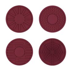 4 pezzi/set 6,8x0,3 cm per auto, sottobicchiere in silicone antiscivolo per interni, colore: rosso vino