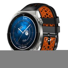Per Huawei Watch GT3 Pro 46mm 22mm Cinturino in silicone traspirante bicolore (nero + arancione)