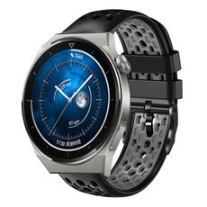 Per Huawei Watch GT3 Pro 46mm 22mm Cinturino in silicone traspirante bicolore (nero + grigio)
