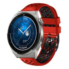 Per Huawei Watch GT3 Pro 46mm 22mm Cinturino in silicone traspirante bicolore (rosso + nero)