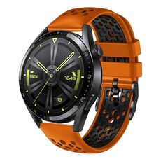 Per Huawei Watch GT3 46mm 22mm Cinturino in silicone traspirante bicolore (arancione + nero)