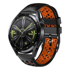 Per Huawei Watch GT3 46mm 22mm Cinturino in silicone traspirante bicolore (nero + arancione)